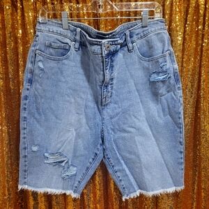 Bermuda style denim shorts